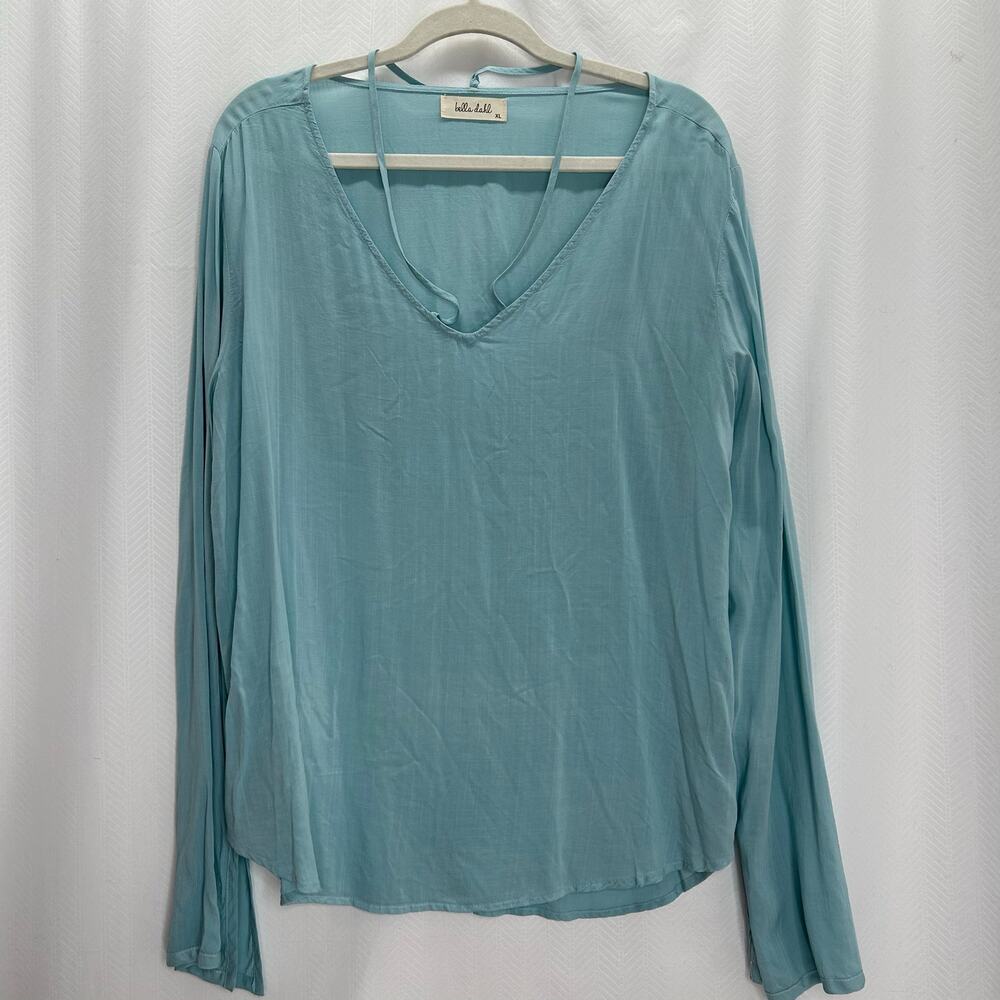Bella Dahl teal blouse long sleeves XL beach boho western clean